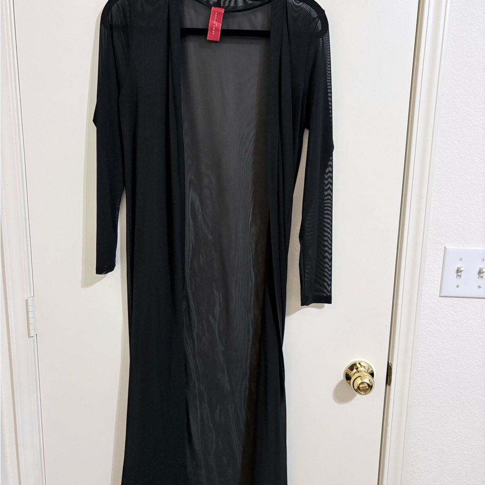 Black Sheer Long Sleeve Cardigan